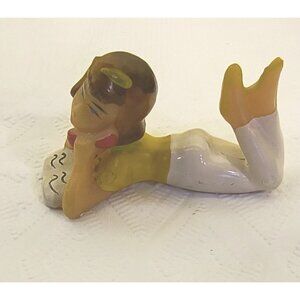 Vintage Wilton Hong Kong Cake Figurine Of Girl Reading In Yellow & White Birthda
